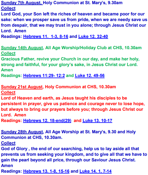 Services in august