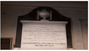Memorial plaque for Reverend William Warner at St Mary’s Church, Widford